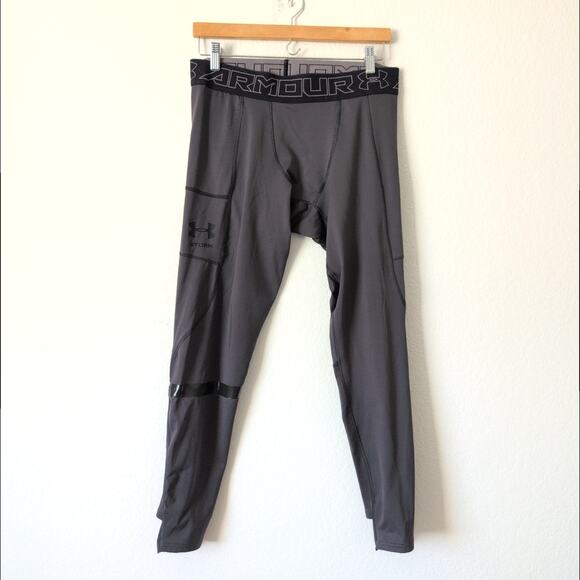 Under Armour Men's ColdGear Leggings Sz XL Gray Ergonomic Moisture Wicking Storm - Picture 4 of 8